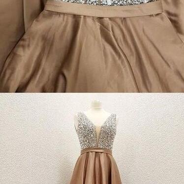 Women Beading Prom Dress V Neck Blue Sequin Evening Dress Sexy Party Maxi Dress