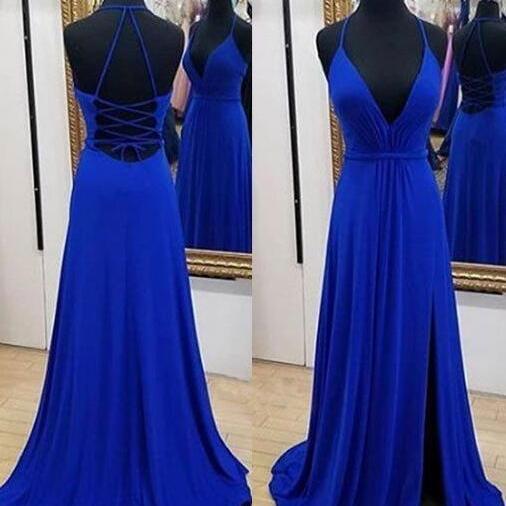 Royal Blue party dress Chiffon Prom Dress