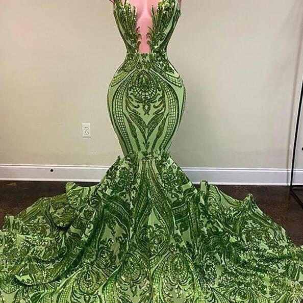 Mermaid Sequin Green Prom Dresses Evening Dresses on Luulla