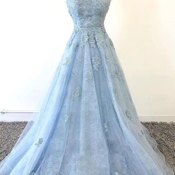 A Line Black Tulle V Neck Prom Dresses with Ruffles LBQ2464 main image 1