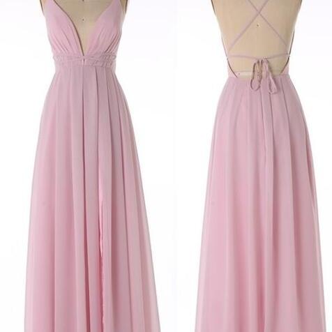 Spaghetti Strap Chiffon Dress with Lace Top Pearl Pink Plus Size