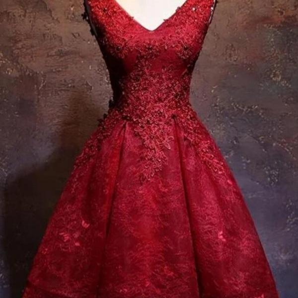 Sexy Wine Red Short Lace Cute Homecoming Dress On Luulla