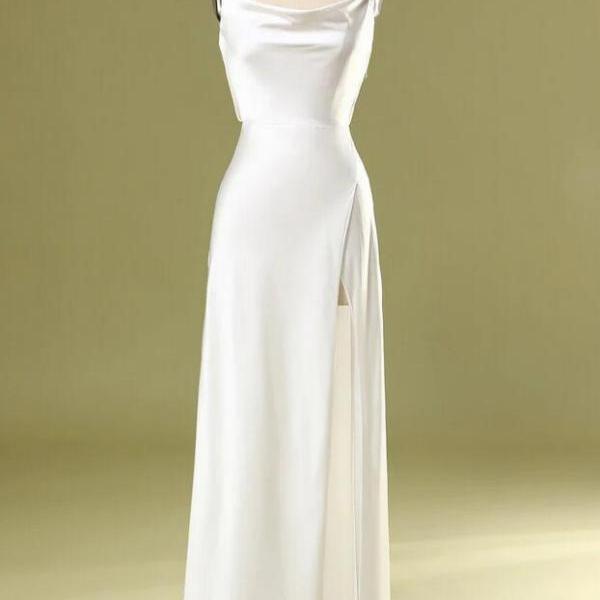 Sparkly Sheath Spaghetti Straps Sleeveless Sequins Slit Floor-Length Prom Dress