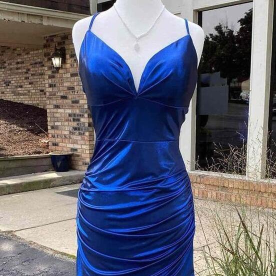 Simple Light Blue Tight Homecoming Dress with Ruffles