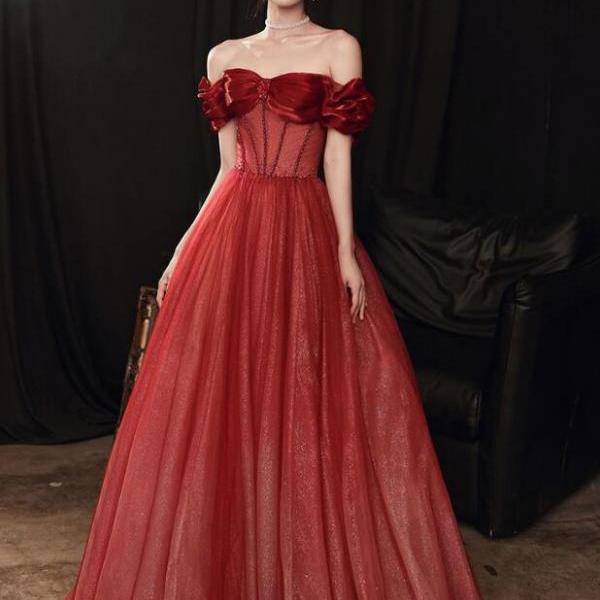 Fashion Red Off The Shoulder Mermaid Long Prom Evening Dress main image 1