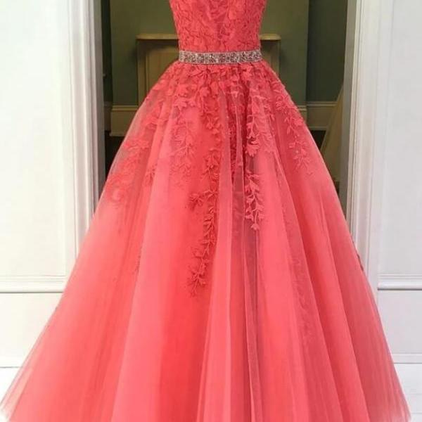 coral backless prom dress La Femme Backless Hot Coral Long Prom Dress -PromGirl Hot Coral / 00
