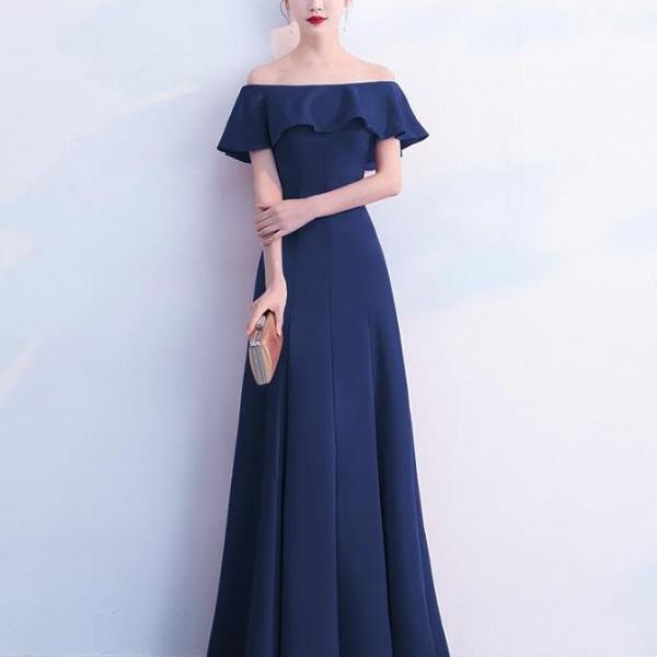 Dark Navy Sequins V Neck Long Evening Prom Dresses Y7448