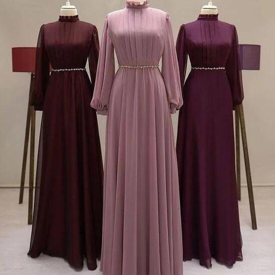 Charming Sweetheart Sleeveless A-line Chiffon Long Evening Prom Dresses Online, OLP724