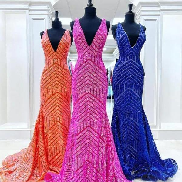 Mermaid Long Sequin Prom Dresses Evening Gowns