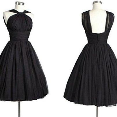 simple black mini skirt prom dress evening dress 