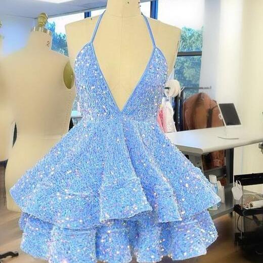 Party wear Sequence Dress - Blue main image 1