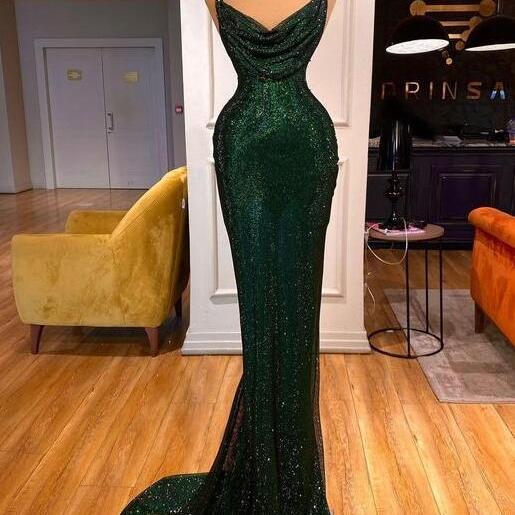 Sexy Sheath/column Cowl Neck Green Prom Dresses on Luulla
