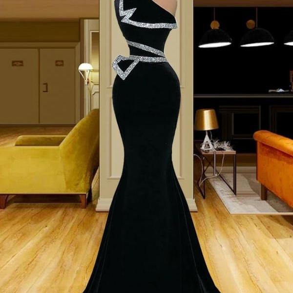 Elegant Glamour Mermaid One Shoulder Red Prom Dress Party Dress Long Evening Dresses DP1541