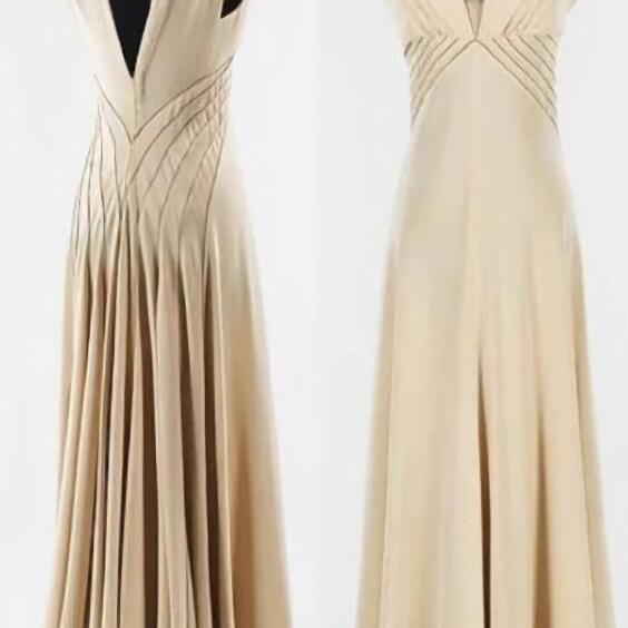 Vintage A Line High Neck Sleeveless Zipper Up Pockets Ankle-Length Prom Dress