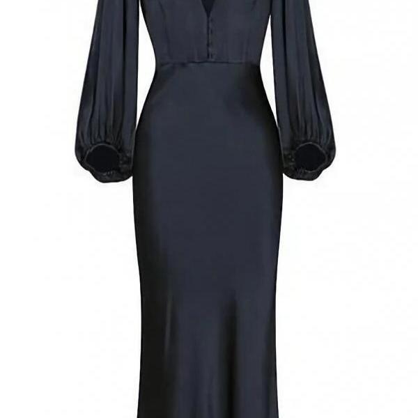 Short A-Line Lace Applique V-neck Long Sleeves Prom Dresses main image 1