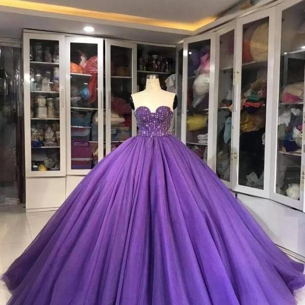 Sweetheart Ball Gown Purple Prom Dresses