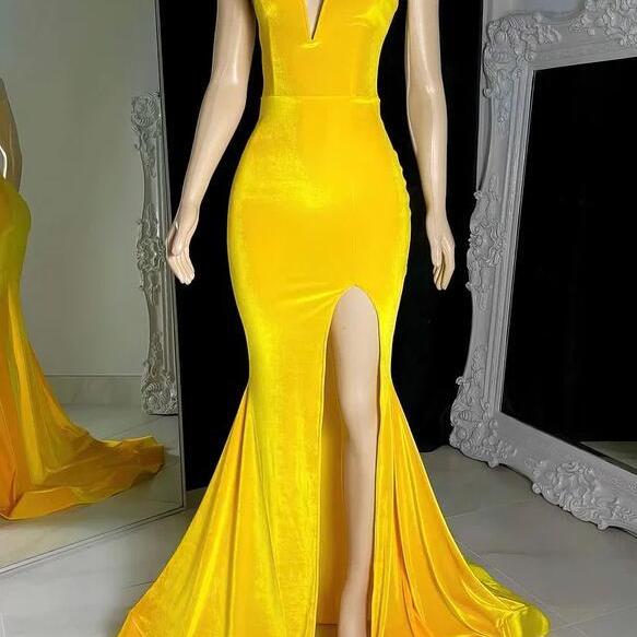 Sexy Velvet Criss Cross V-neck Long Mermaid Party Prom Dresses Online