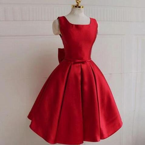 Red Satin Strapless Sweetheart Short Homecoming Dresses With Ruffles, PH401 main image 1