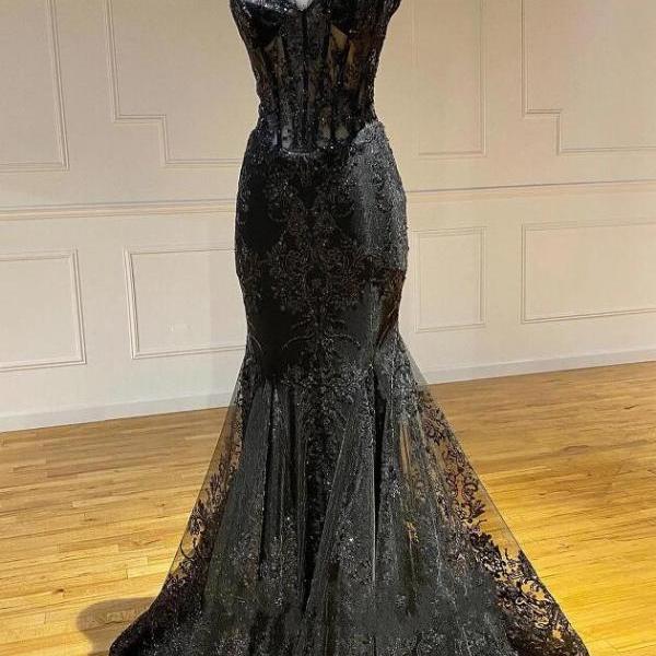 Ball-Gown/Princess Scoop Illusion Floor-Length Tulle Lace Prom Dresses main image 0