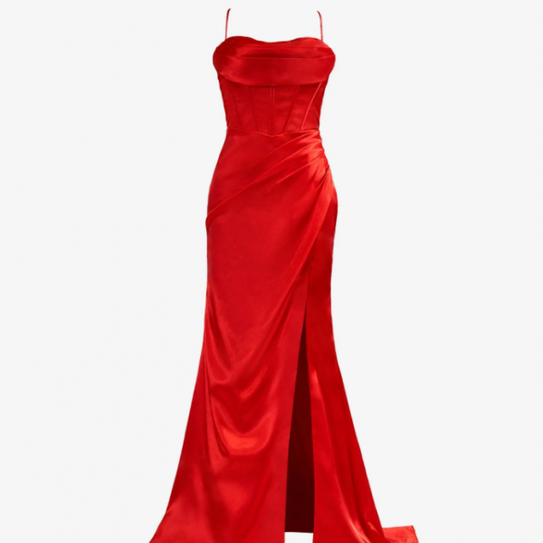Cicinia Royal Blue Prom Dresses Satin Spaghetti Straps See-through Ruched Evening Dresses