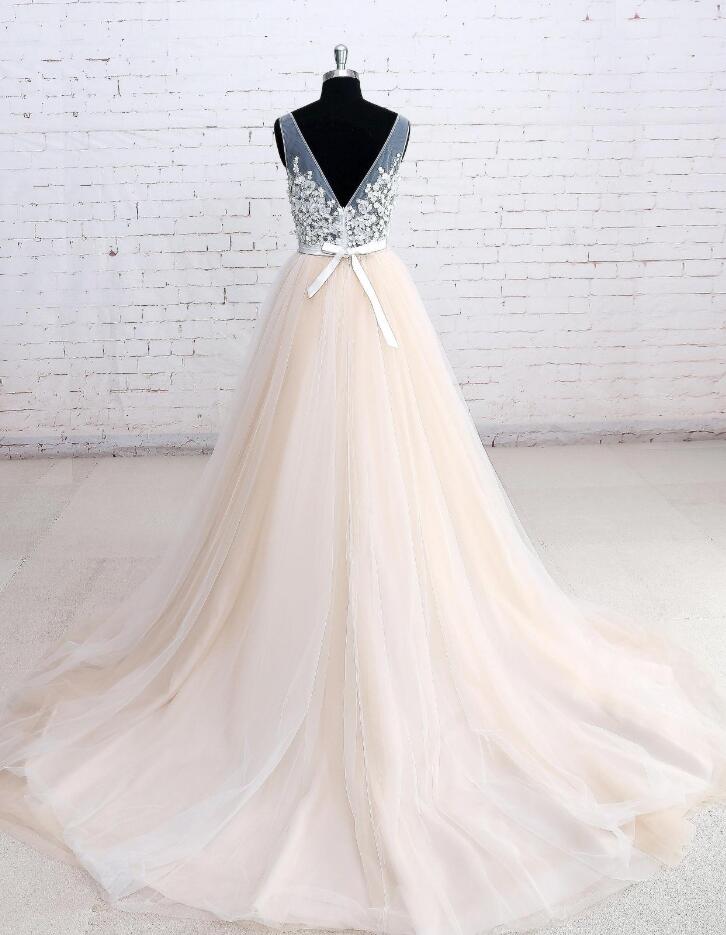 Luxury Champagne Prom Dress Lace & Satin Mermaid Evening Gown with Puff Sleeves DP7885