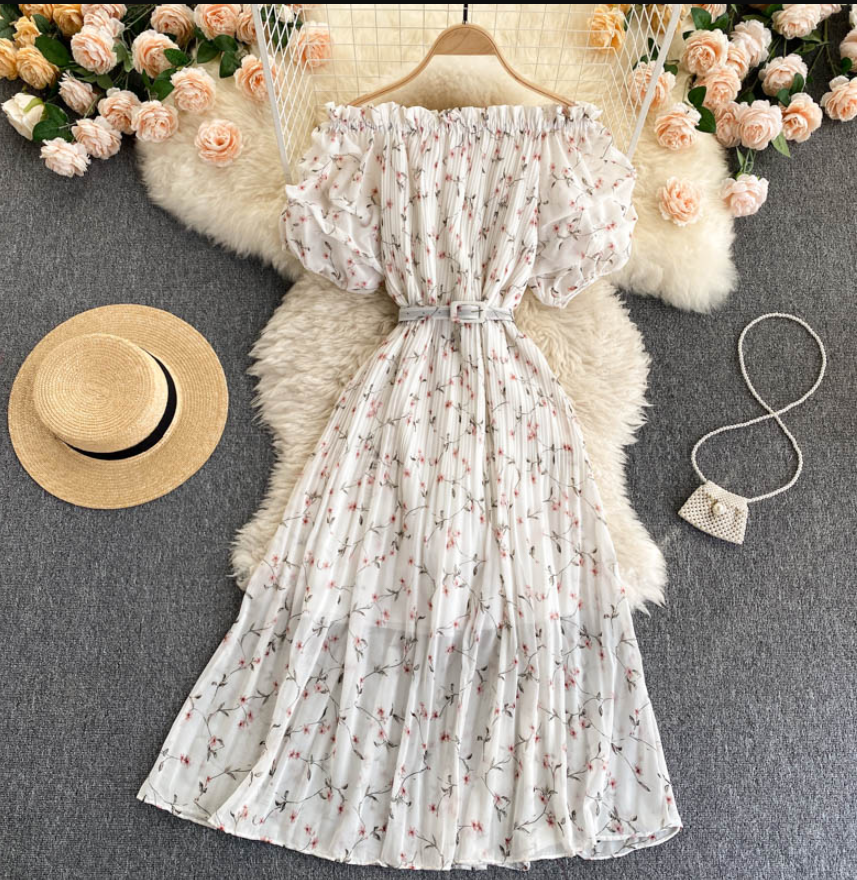 A Line Off The Shoulder Floral Fashion Dress on Luulla