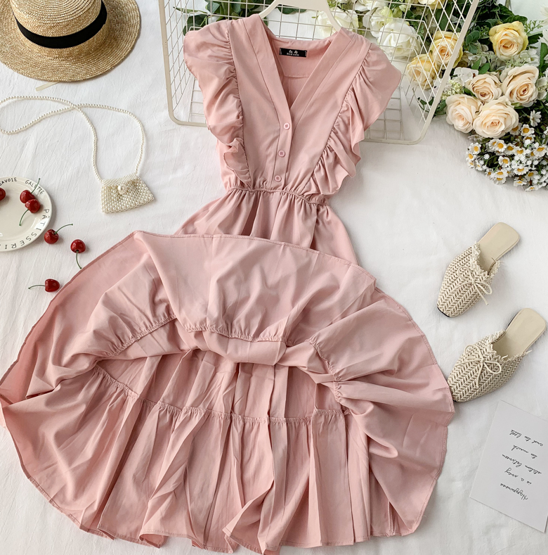 Vintage Ruffled Sleeveless Summer Dress On Luulla