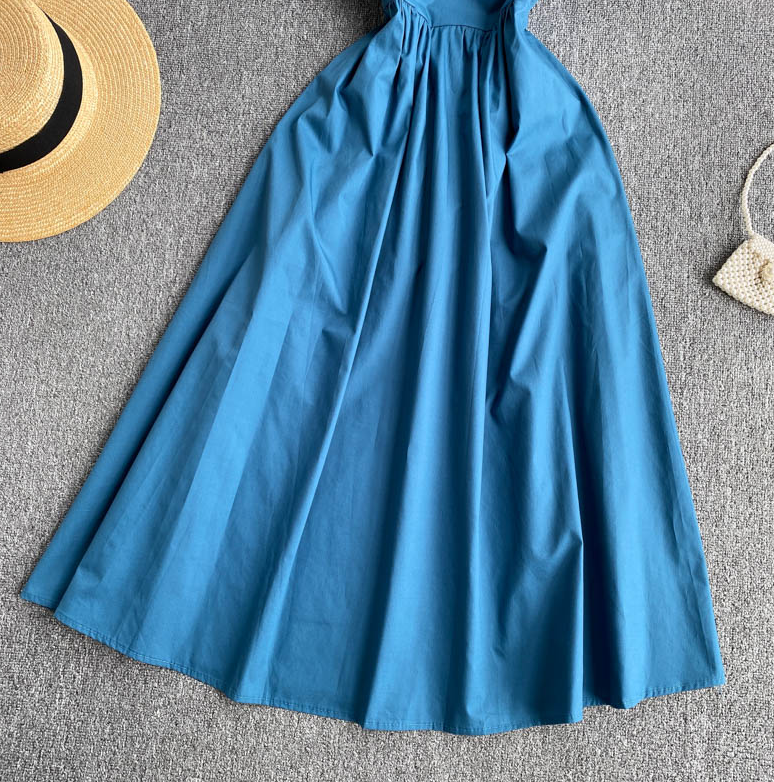 Short Sleeves Twill A-Line Dress