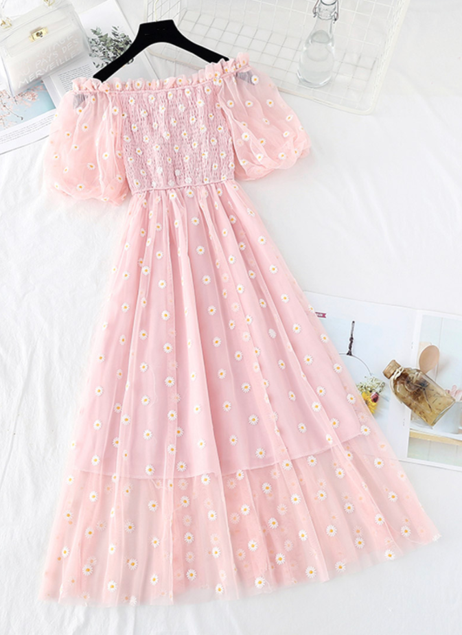 Cute A Line Daisy Flower Dress Girl Summer Dress on Luulla