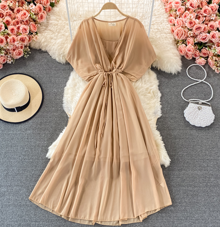 A Line Dress Cute V Neck Fashion Dress on Luulla