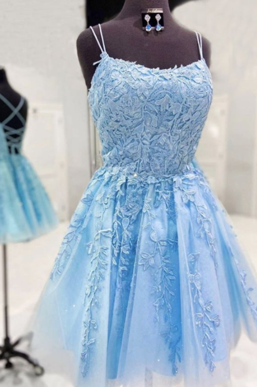 Light Blue Lace Formal Graduation Dresses on Luulla