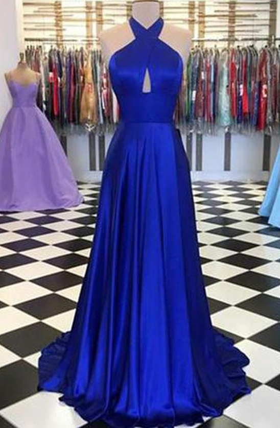 Royal Blue Satin Prom Dresses A-line Formal Dress on Luulla