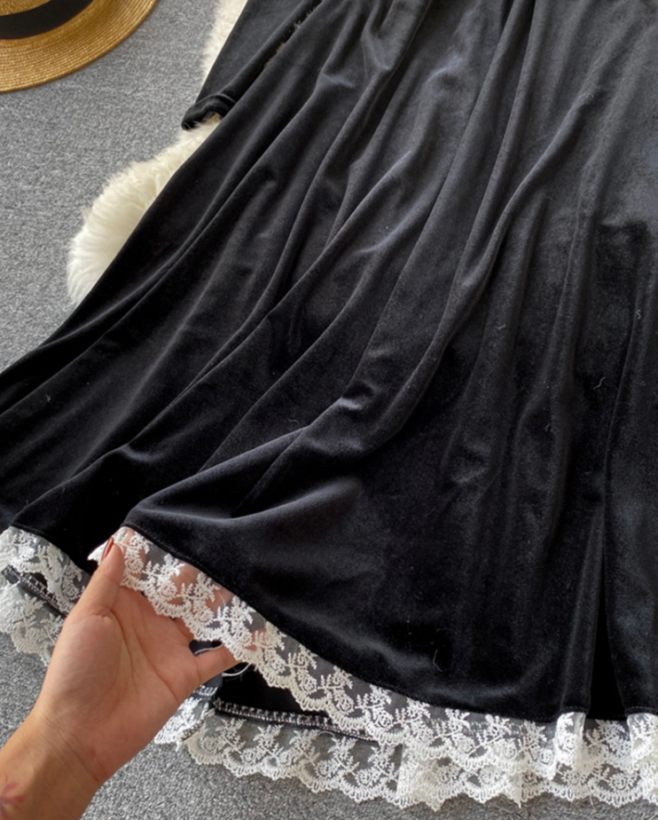 Velvet Dress w/ Lace-Up Back main image 1