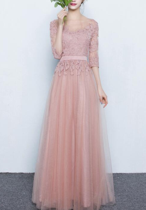 Lovely Pink Tulle Bridesmaid Dresses Long On Luulla 