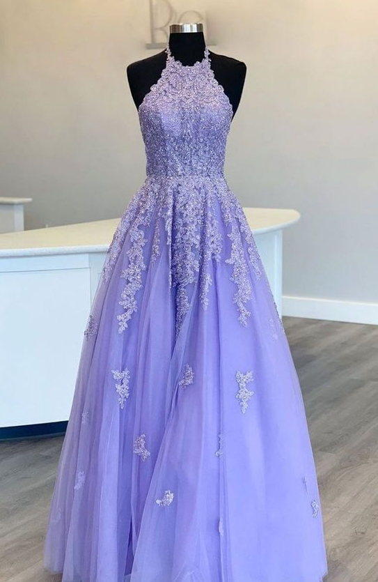 Purple Long Strapless Lace Prom Dress, Evening Dress on Luulla