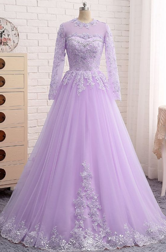 New Fashion Lace Embroidery Design A-line Long-sleeved Party Dresses Homecoming Dresses, DP5861 main image 1