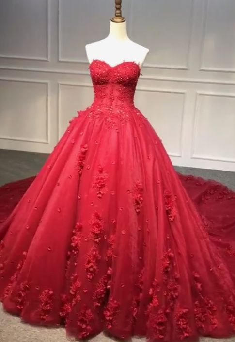 Ball Gown Wedding Dress Red Junior Prom Dress on Luulla