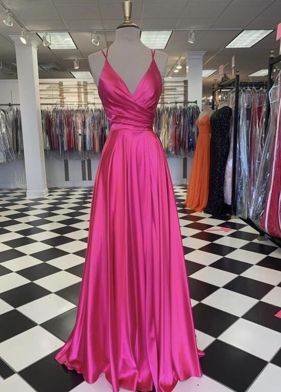 Elegant Backless V-Neck Satin Evening Gown for a Stunning and Sophisticated Look