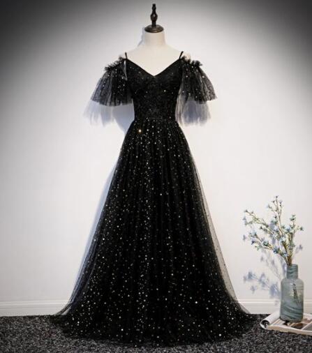 Tulle Layers A Line Black & White Prom Dress