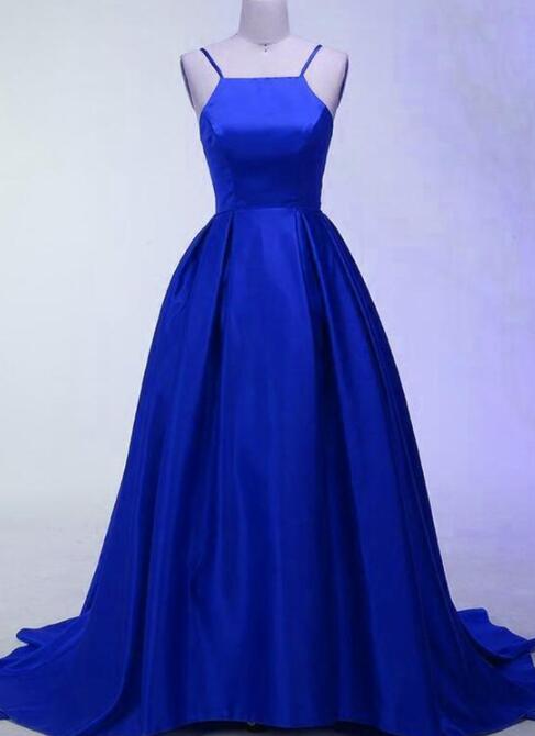 Blue halter print slim waist A-line elegant long ball gown R6144 main image 1