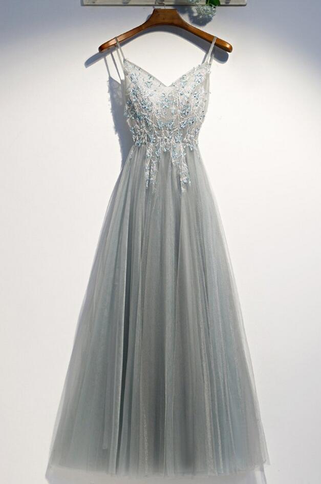 Strapless A-line Tulle Prom Dress,Chic Evening Dress