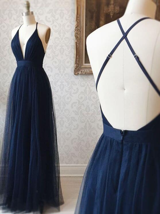 A Line Chiffon V Neck Long Prom Dress on Luulla