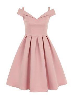 Classy Off The Shoulder Pink Chiffon Short Homecoming Dress 18th Birthday Outfits SP179 main image 1