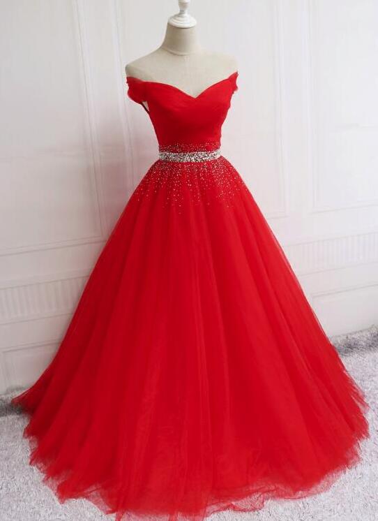 Retro Ball Gown Sweetheart Red Layers Evening Dress Prom Dresses