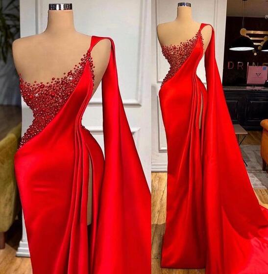 Elegant One Shoulder Beaded Prom Dresses, Evening Gown on Luulla
