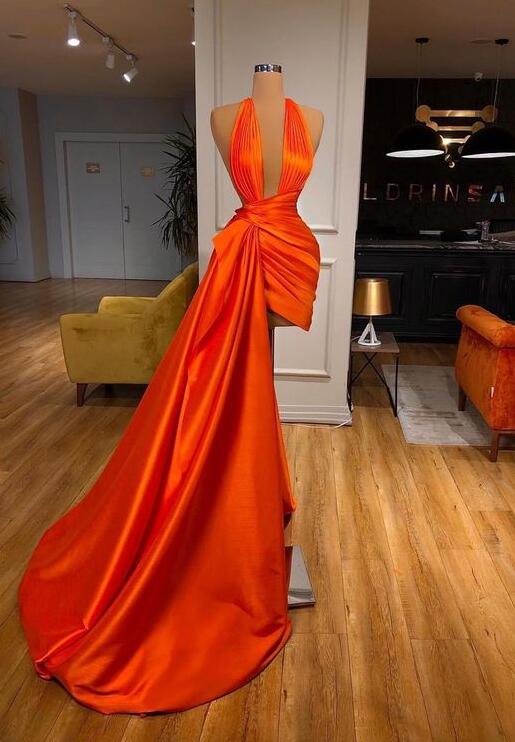 Sexy Halter Mermaid Orange Strain Prom Dresses on Luulla