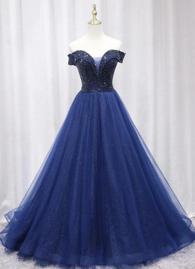 Princess Royal Blue Tiered Tulle Prom Dress Formal Dress main image 1
