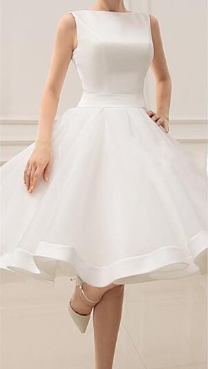 Cute White Short Backless Prom Dress With Bowknot on Luulla
