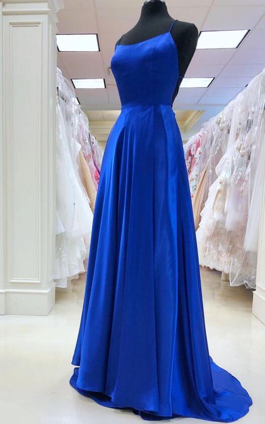 Dark Blue Simple Long Prom Dresses Pageant Evening Gown Y6778