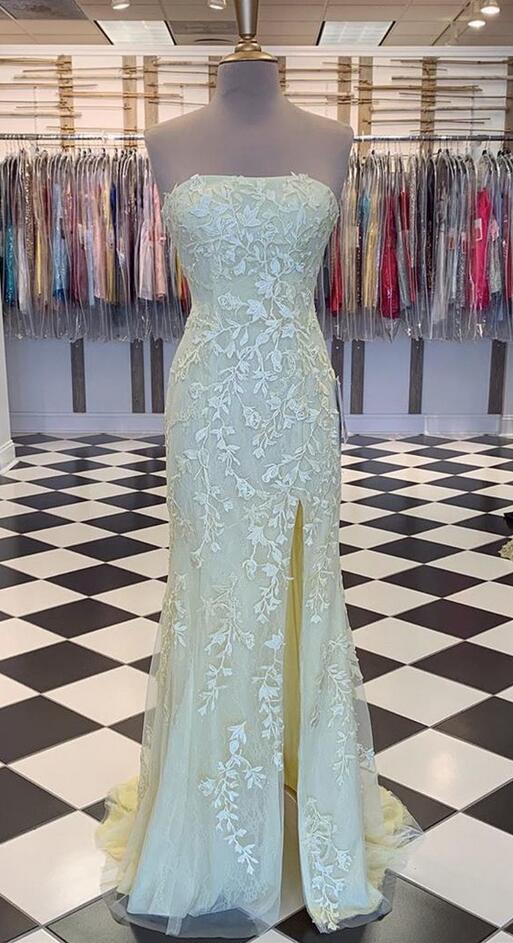 White Strapless Sheath Prom Dress,Spring Dance Dress Y5369